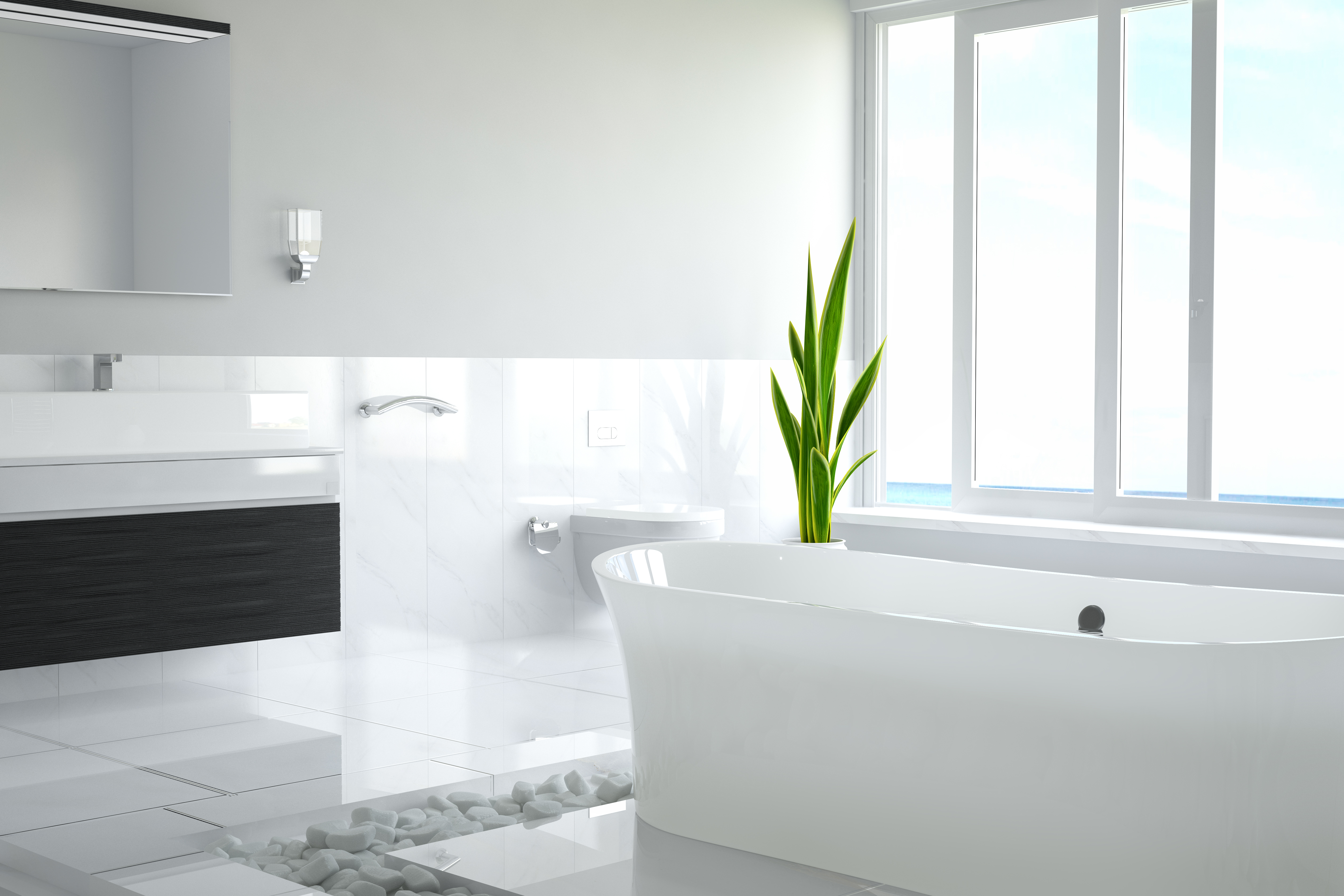 Modernes Bad in weiß